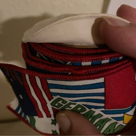 Vintage Olympic Ribbon Fabric Red Wired Edge - Picture 4 of 4